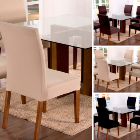 Kit 4 Pçs Capa Protetora de Cadeira 4 Lugares Liso