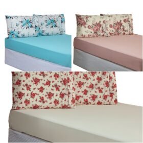 Jogo de Lençol 2 Pçs Solteiro Simples Esmeralda Percal 150 Fios 100% Algodão Estampado com Elástico