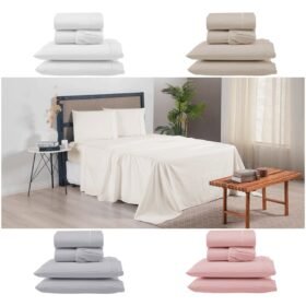 Jogo de Lençol 4 Pçs Casal Queen Versatile Completo Micropercal 300 Fios Ponto Palito