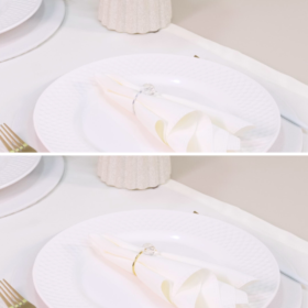 Kit 7 Pçs 2 Lugares Mesa Posta Completo (Caminho,Capa Sousplat,Base,Guardanapo,Anel) Basic Cristalino Palha