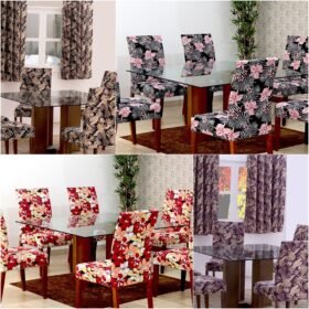 Kit 6 Pçs Capa Protetora de Cadeira 6 Lugares Floral