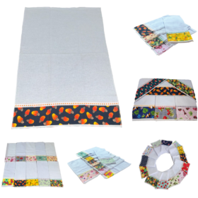 Kit 5 Pçs Pano de Copa Prato para Cozinha Avulso com Barrado Estampado