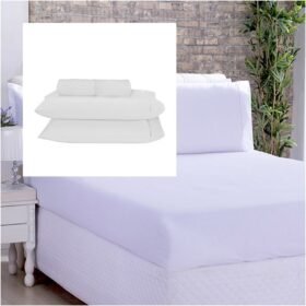 Jogo de Lençol 3 Pçs Simples com Elástico Casal King Percal 180 Fios com Ponto Palito