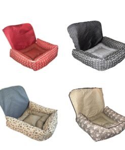 Kit 2 Pçs Cama Pet e Capa Protetora 2 em 1 para Assento Traseiro Veicular Pequeno com Colchonete Toddy Estampado Imperme