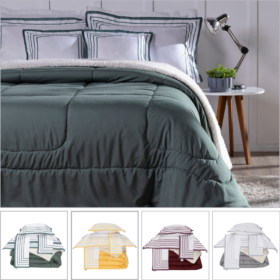 Kit 5 Pçs Coberdrom Casal Queen Soft Hipercal 400 Fios Dupla Face