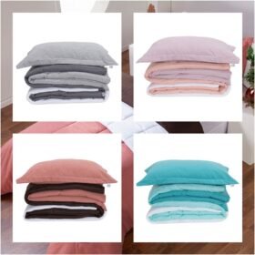 Kit 5 Pçs Edredom Solteiro Colorful Linho e Hipercal 400 Fios