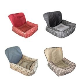 Kit 2 Pçs Cama Pet e Capa Protetora 2 em 1 para Assento Traseiro Veicular Grande com Colchonete Toddy Estampado Impermeá