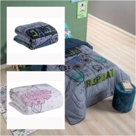 Kit 5 Pçs Edredom Solteiro Infantil e Juvenil Estampado Hipercal 400 Fios