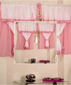 Cortina Bebê, Infantil e Juvenil Realeza 2,20x1,70m para Varão Duplo 2,00m com Bandô