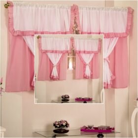 Cortina Bebê, Infantil e Juvenil Realeza 2,20x1,70m para Varão Duplo 2,00m com Bandô