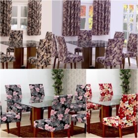 Kit 4 Pçs Capa Protetora de Cadeira 4 Lugares Floral