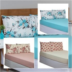 Jogo de Lençol 3 Pçs Casal Padrão Simples Esmeralda Percal 150 Fios 100% Algodão Estampado com Elástico