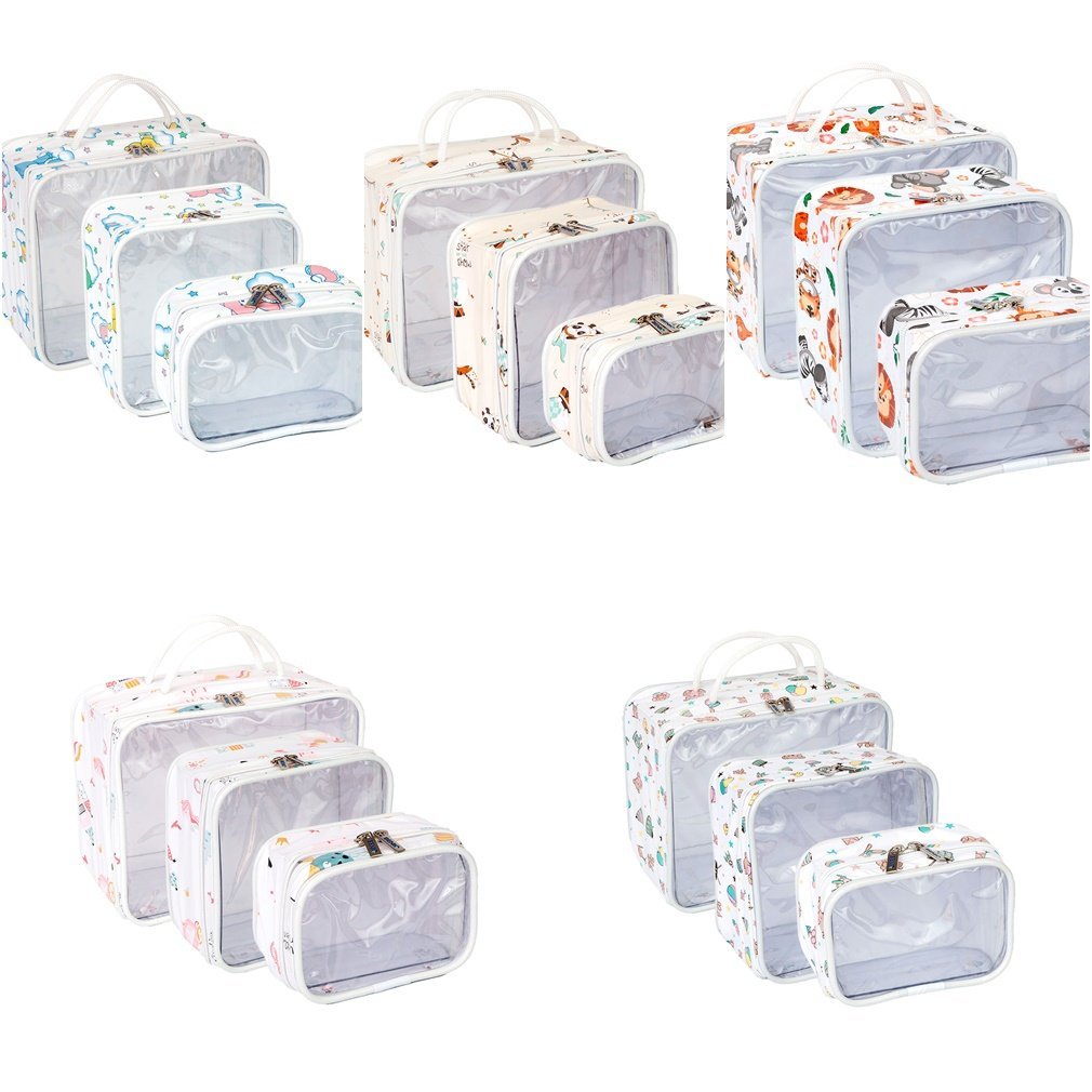 Kit 3 Pçs Necessaries Bebê e Infantil Impermeável com Visor e Zíper 1 Kit 3 Pçs Necessaries Bebê e Infantil Impermeável com Visor e Zíper