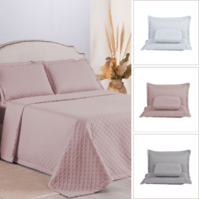 Kit 3 Pçs Cobre Leito Casal Padrão Attuale Dupla Face Matelado