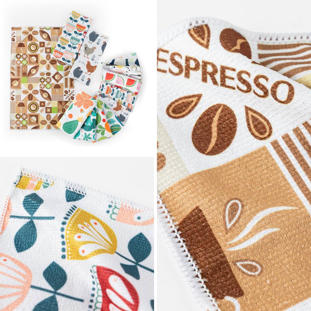 Kit 10 Pçs Pano de Copa Prato para Cozinha Seca Mais 35x55cm Estampado 1 Kit 10 Pçs Pano de Copa Prato para Cozinha Seca Mais 35x55cm Estampado