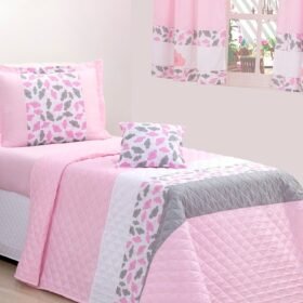 Kit 3 Pçs Cobre Leito Solteiro Infantil e Juvenil Nuvem com Babados