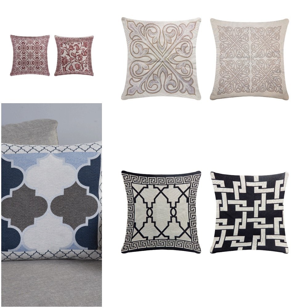 Capa de Almofada Grécia Jacquard 45x45cm Estampa Frente e Verso com Zíper 1 Capa de Almofada Grécia Jacquard 45x45cm Estampa Frente e Verso com Zíper