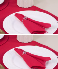 Kit 7 Pçs 2 Lugares Mesa Posta Completo (Caminho,Capa Sousplat,Base,Guardanapo,Anel) Basic Cristalino Vermelho