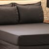 Jogo de Lençol 3 Pçs Simples com Elástico Casal Padrão Micropercal Liso Preto LCMLDEC6043