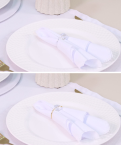 Kit 7 Pçs 2 Lugares Mesa Posta Completo (Caminho,Capa Sousplat,Base,Guardanapo,Anel) Basic Cristalino Branco